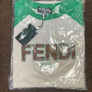 Fendi Green and White T-Shirt